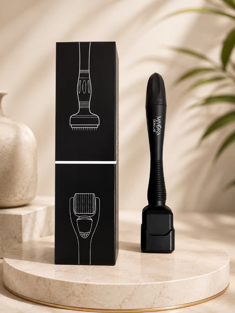PROSKIN device with illustrated packaging on marble pedestal